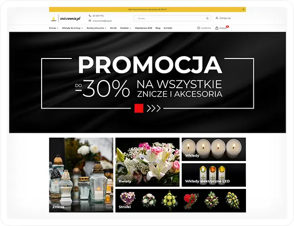 Zniczownia.pl korzysta z Hammer PRO SF i Shoper